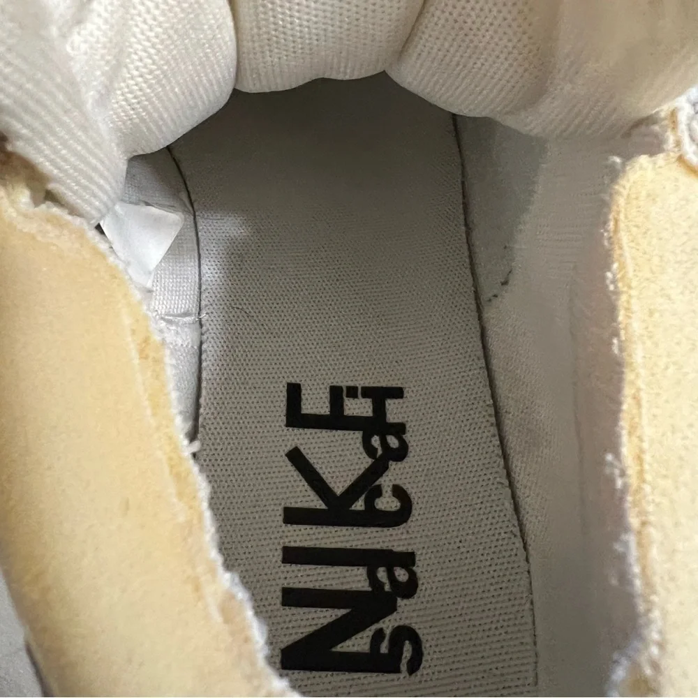 Nike Blazer Low Sacai Triple White Patent Leather DM6443-100 Men's US Size 7